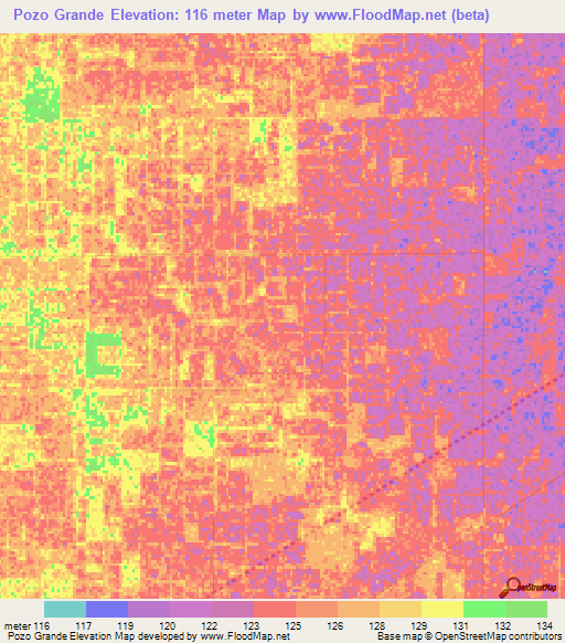 Pozo Grande,Paraguay Elevation Map