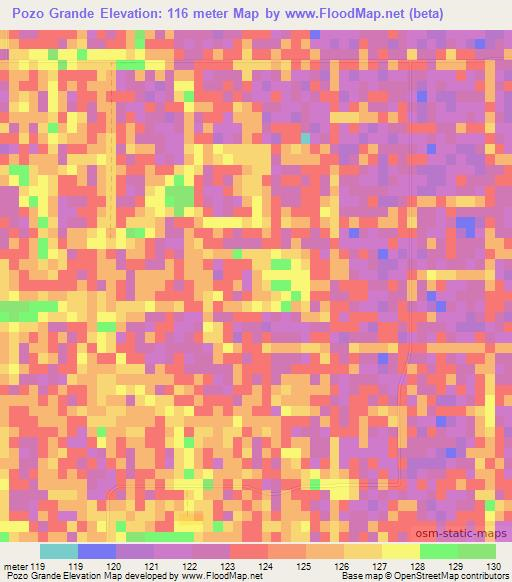 Pozo Grande,Paraguay Elevation Map