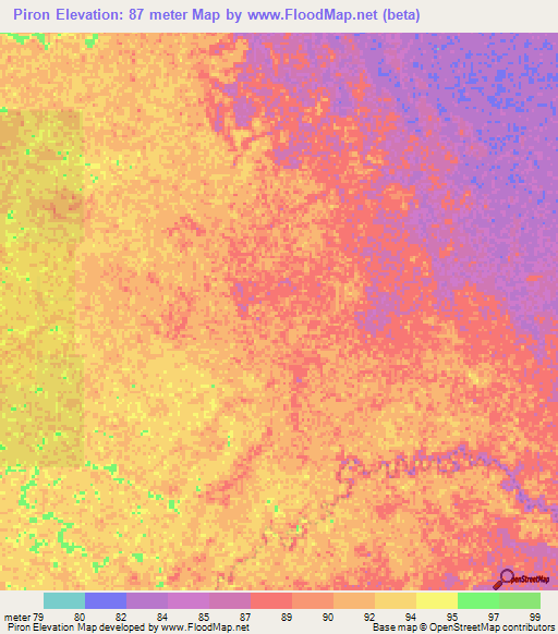 Piron,Paraguay Elevation Map