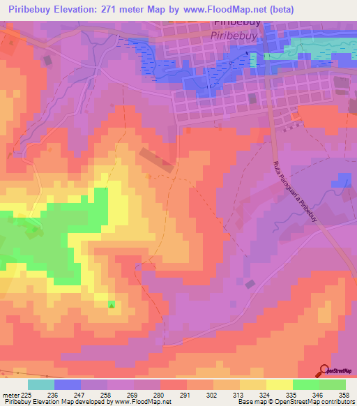 Piribebuy,Paraguay Elevation Map