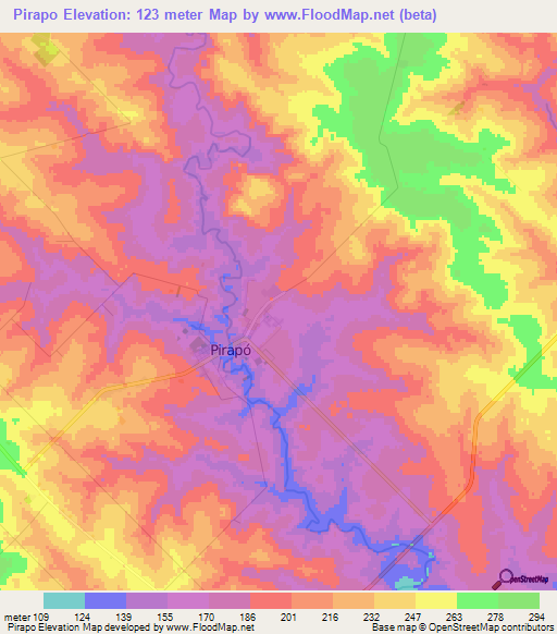 Pirapo,Paraguay Elevation Map