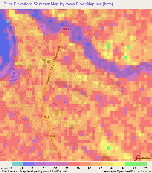 Pilar,Paraguay Elevation Map
