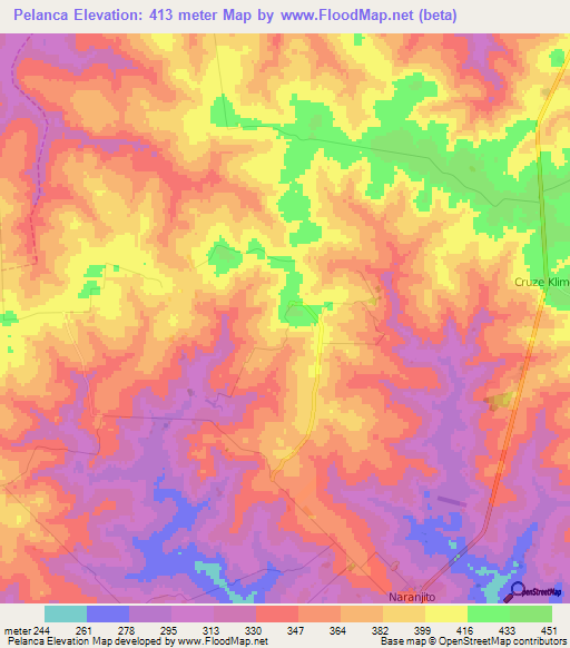 Pelanca,Paraguay Elevation Map