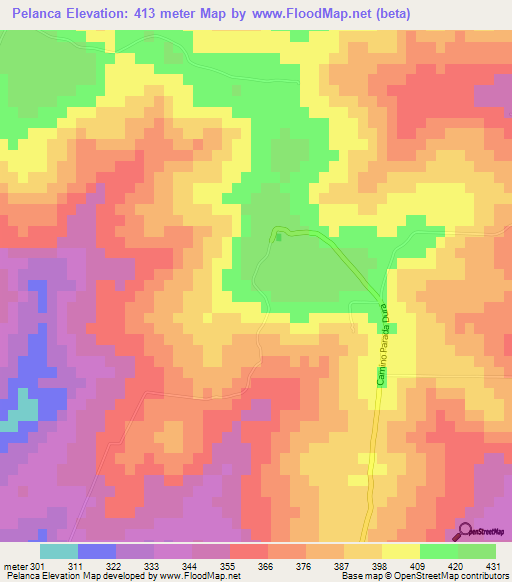 Pelanca,Paraguay Elevation Map