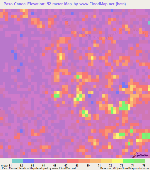 Paso Canoa,Paraguay Elevation Map