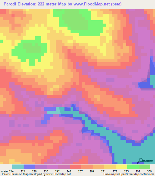 Parodi,Paraguay Elevation Map
