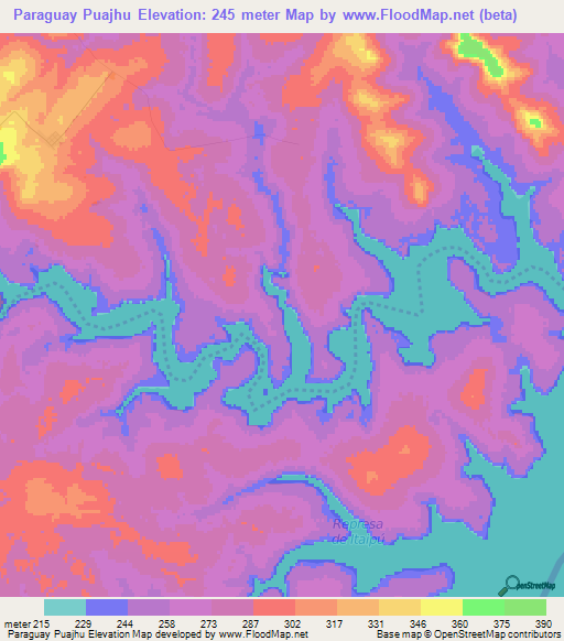 Paraguay Puajhu,Paraguay Elevation Map