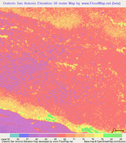 Oratorio San Antonio,Paraguay Elevation Map