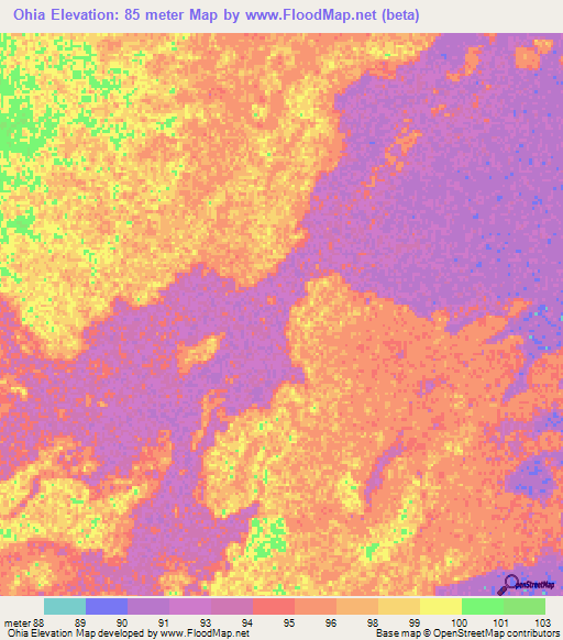 Ohia,Paraguay Elevation Map