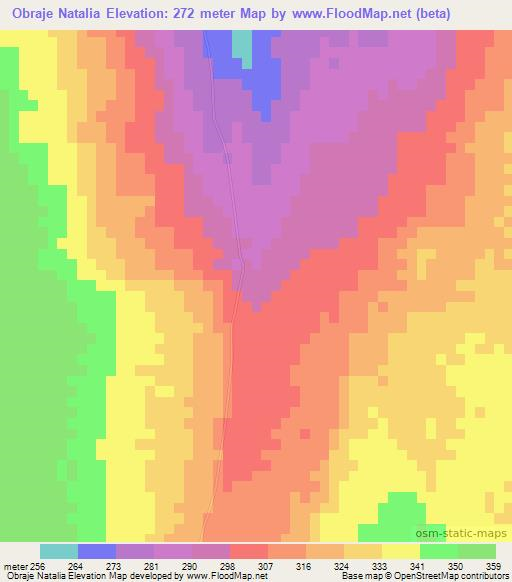 Obraje Natalia,Paraguay Elevation Map