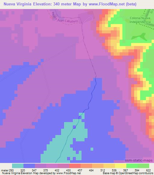 Nueva Virginia,Paraguay Elevation Map