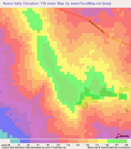 Nueva Italia,Paraguay Elevation Map