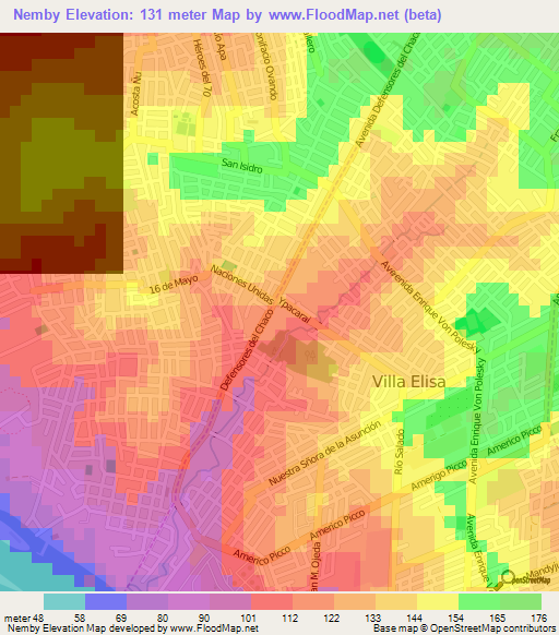 Nemby,Paraguay Elevation Map