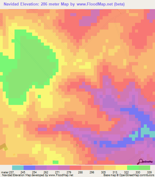 Navidad,Paraguay Elevation Map