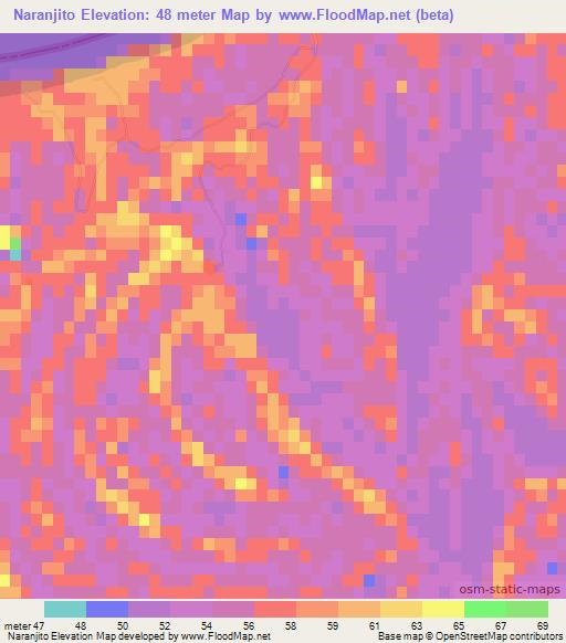 Naranjito,Paraguay Elevation Map
