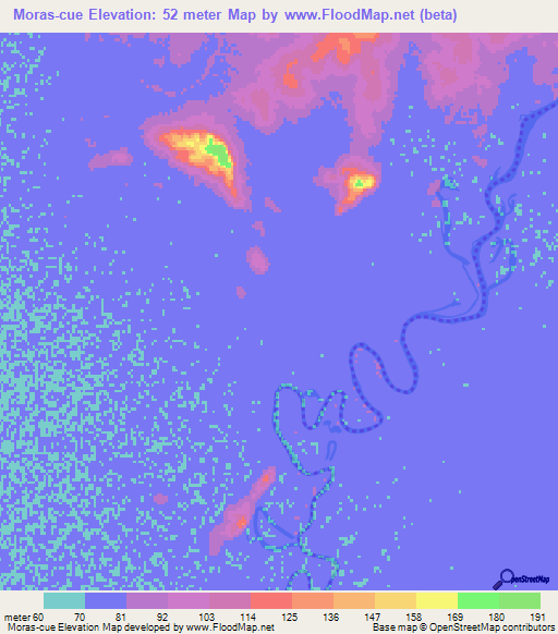 Moras-cue,Paraguay Elevation Map