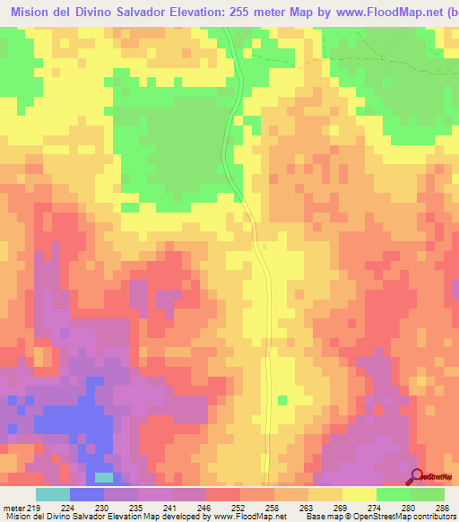 Mision del Divino Salvador,Paraguay Elevation Map