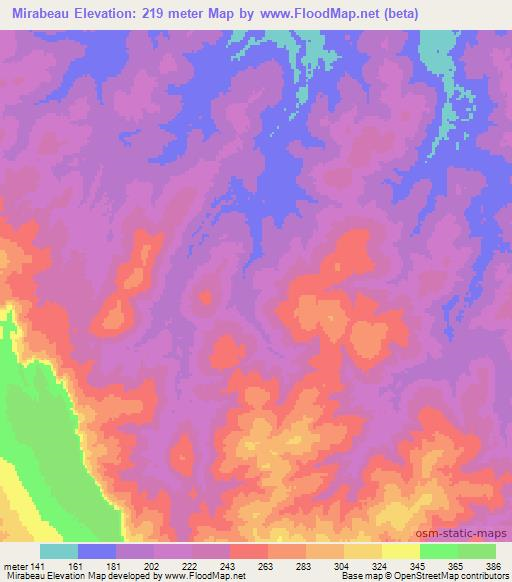 Mirabeau,Paraguay Elevation Map