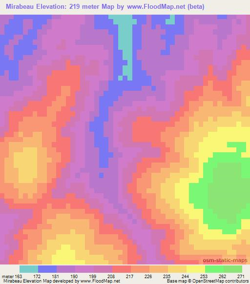 Mirabeau,Paraguay Elevation Map