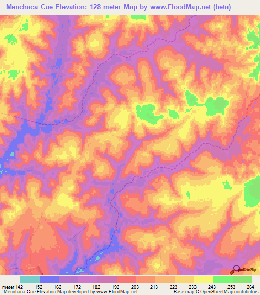 Menchaca Cue,Paraguay Elevation Map