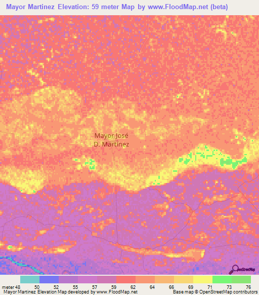 Mayor Martinez,Paraguay Elevation Map