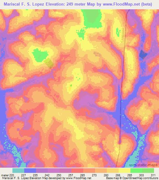 Mariscal F. S. Lopez,Paraguay Elevation Map