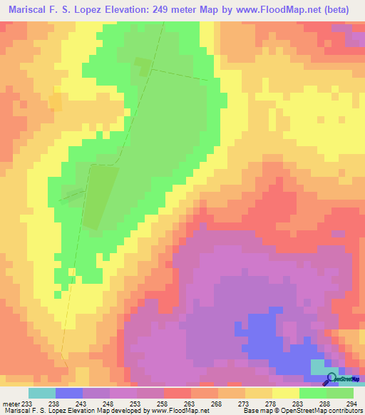 Mariscal F. S. Lopez,Paraguay Elevation Map