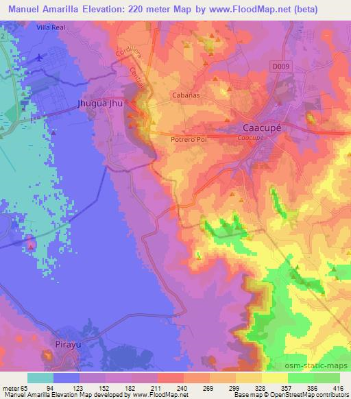 Manuel Amarilla,Paraguay Elevation Map