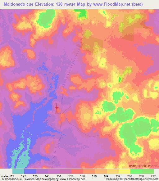 Maldonado-cue,Paraguay Elevation Map