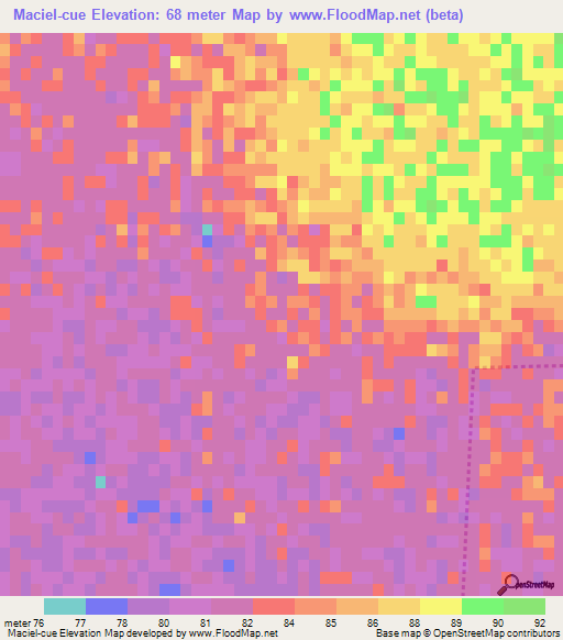 Maciel-cue,Paraguay Elevation Map