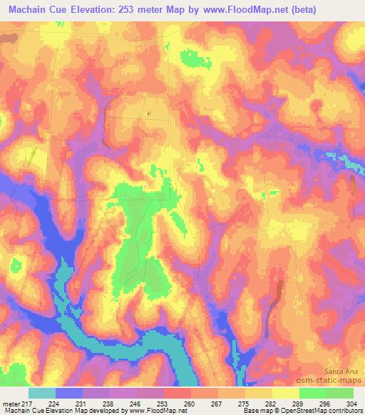 Machain Cue,Paraguay Elevation Map