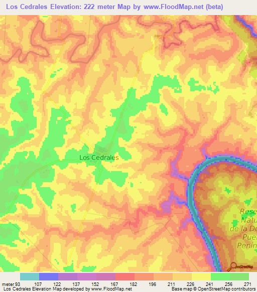 Los Cedrales,Paraguay Elevation Map