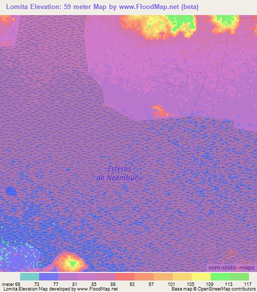 Lomita,Paraguay Elevation Map
