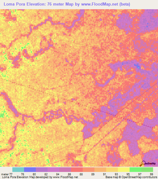 Loma Pora,Paraguay Elevation Map