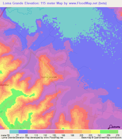 Loma Grande,Paraguay Elevation Map