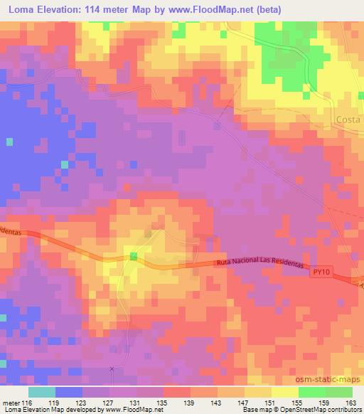Loma,Paraguay Elevation Map