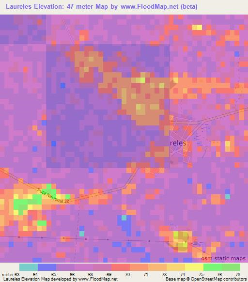 Laureles,Paraguay Elevation Map