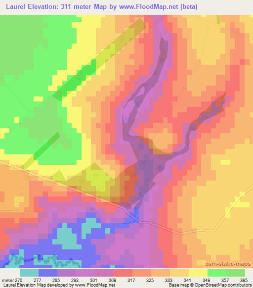 Laurel,Paraguay Elevation Map