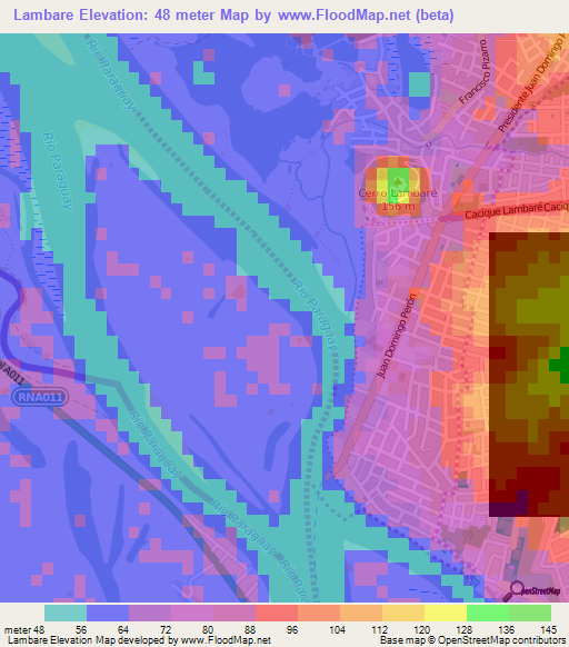 Lambare,Paraguay Elevation Map
