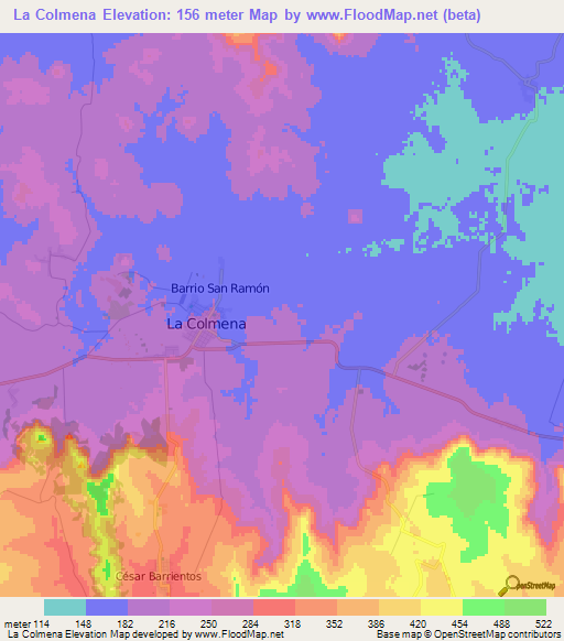 La Colmena,Paraguay Elevation Map