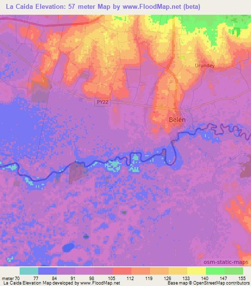 La Caida,Paraguay Elevation Map