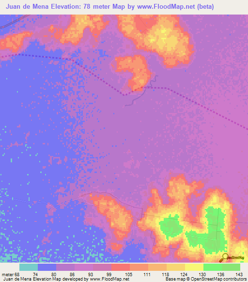 Juan de Mena,Paraguay Elevation Map