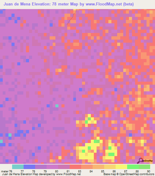 Juan de Mena,Paraguay Elevation Map