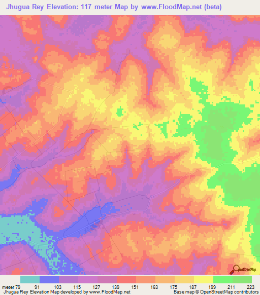 Jhugua Rey,Paraguay Elevation Map
