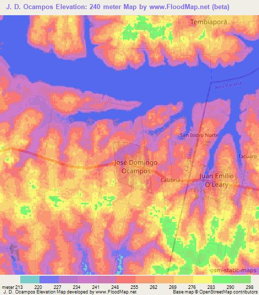 J. D. Ocampos,Paraguay Elevation Map