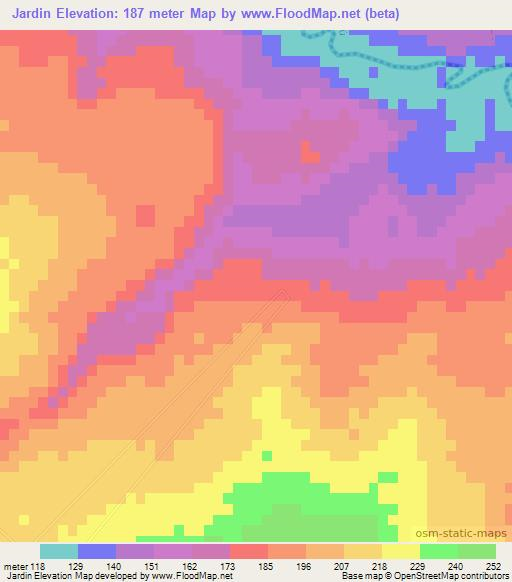 Jardin,Paraguay Elevation Map