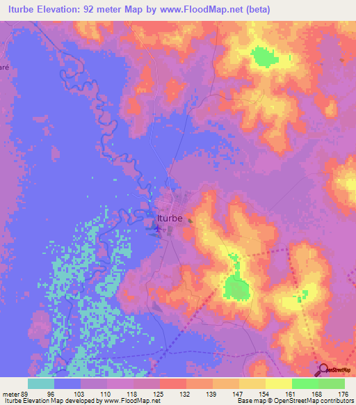 Iturbe,Paraguay Elevation Map