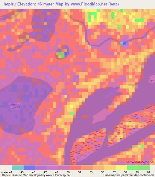 Itapiru,Paraguay Elevation Map