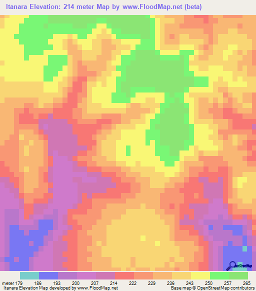Itanara,Paraguay Elevation Map