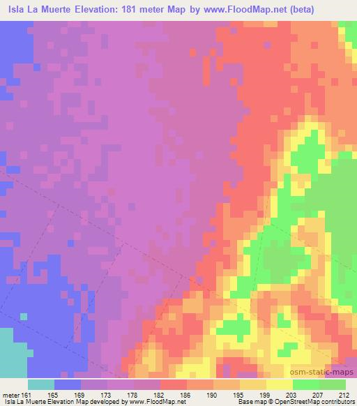 Isla La Muerte,Paraguay Elevation Map